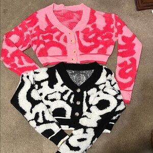 Stylish Pink and Black Women's Sweater Set